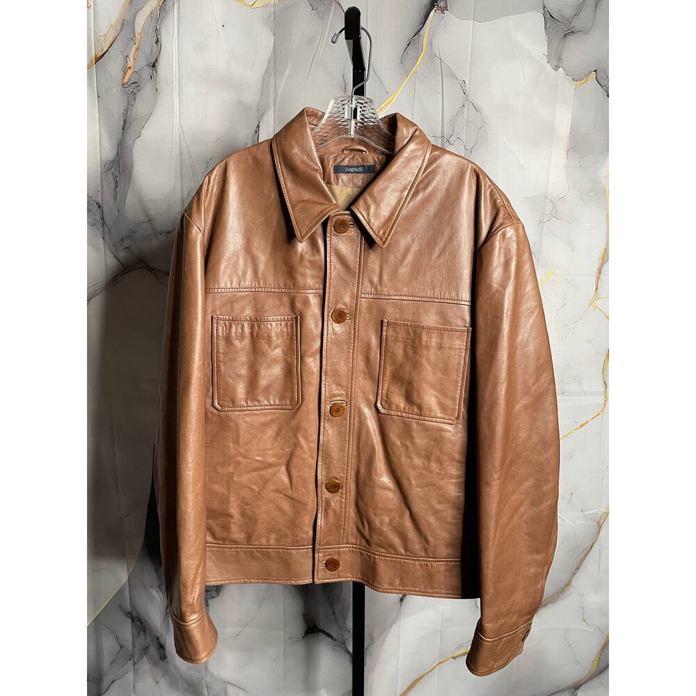 Zegna Sport 100% Leather Jacket Size Large